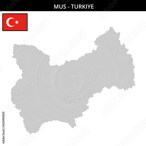 Maps showcasing Mus Turkey with its national flag representation