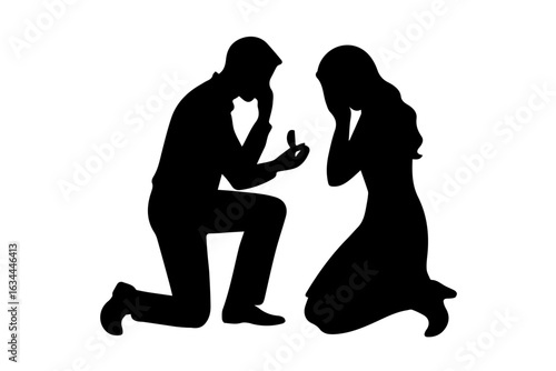proposes with ring silhouette