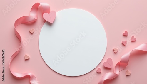 Creative valentine's day card design pink background graphic art romantic atmosphere top view heart motif