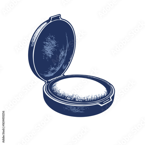 Stylish contact lens case with mirror showcasing open design and clean lines. Contact lens case features an elegant round shape and smooth interior, perfect for travel and daily use.