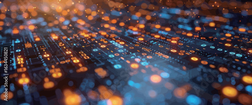 A computer screen with a lot of numbers and a blue and orange background. The numbers are in different sizes and colors, and they are scattered all over the screen. Concept of chaos and complexity