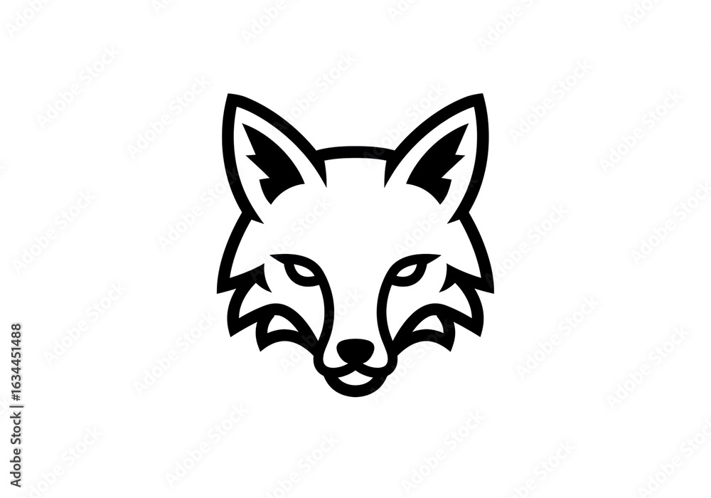 Fototapeta premium Isolated Minimalist Black Fox Head