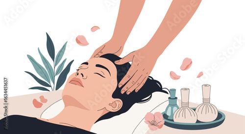 Relaxing head massage therapy session for ultimate tranquility and well-being