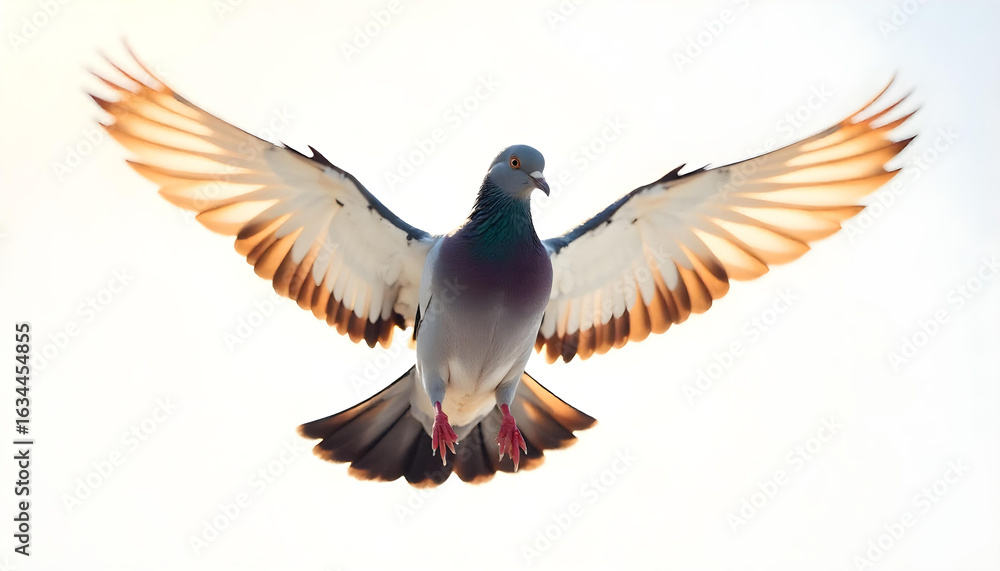 Obraz premium pigeon flying isolated on white background