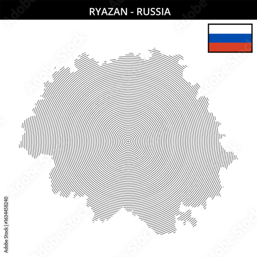 Ryazan Russia map design with country flag and circular outline