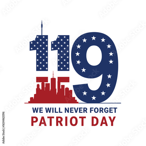 patriot Day September 11th with New York City background vector