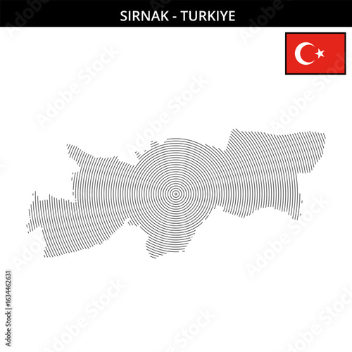 the intricate map outline of Sirnak Turkey