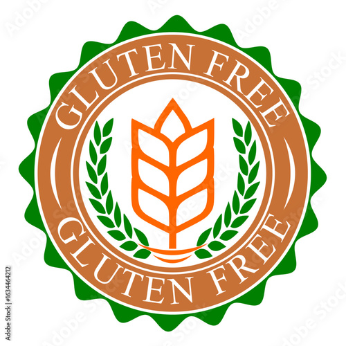 100% gluten free badge or stamp vector template.