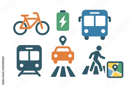 transportation icons set