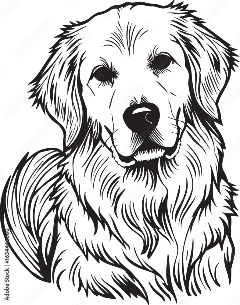 Fototapeta premium Dog Outline Silhouette Vector – Minimal Line Art on White Background for Pet Logos and Design Projects