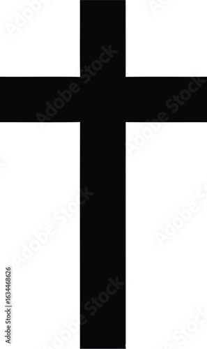 Simple black cross symbol representing christianity faith and religion on a white background