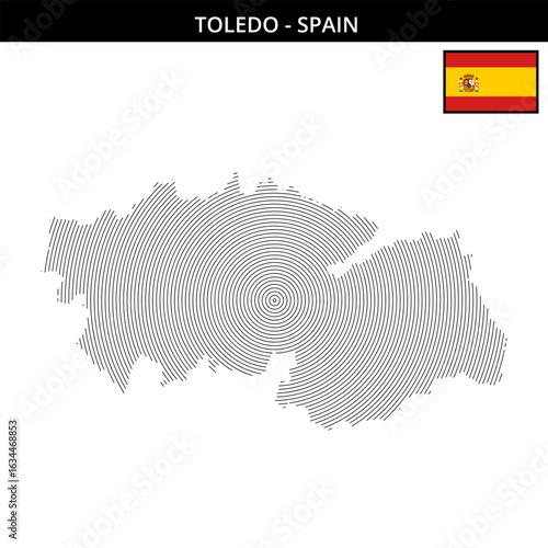 Toledo city map with Spain flag showcasing unique design