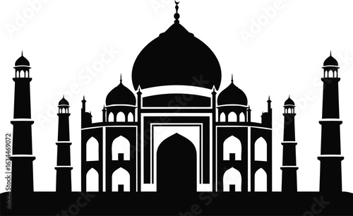 Silhouette of the taj mahal a famous ivory white marble mausoleum located in agra india a popular tourist destination