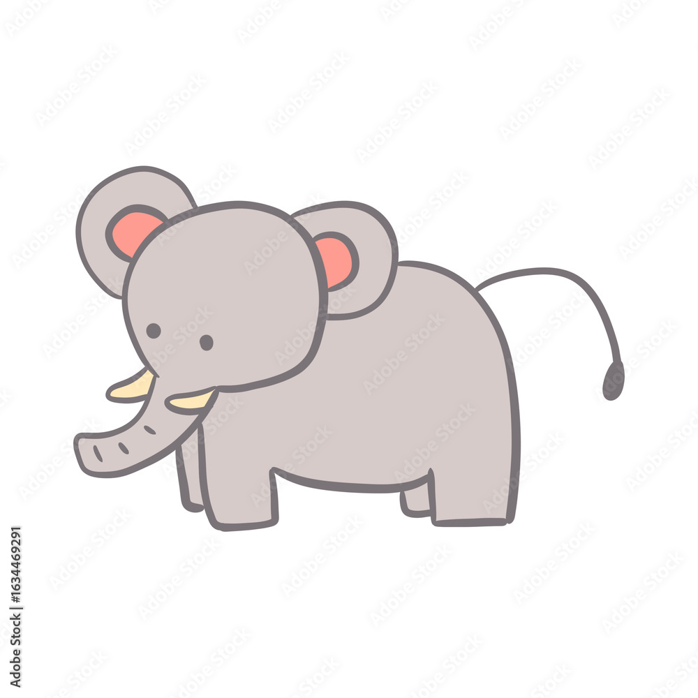 Obraz premium cute hand drawn elephant doodle. perfect for children flash card, birthday invitation decoration, education, stickers for journaling or wall art