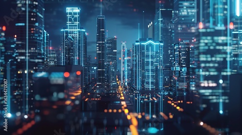 Wallpaper Mural Glimpses of Quantum Computing Centers Amidst a Futuristic City’s Night View: Where Luminous Skyscrapers Meet Cutting-Edge Quantum Hubs, Illuminated by Neon Glows and Holographic Interfaces. Torontodigital.ca