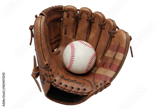 Photos Isolated Baseball Glove with Ball Resting Inside