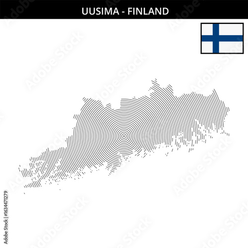 uusimaa finland unique geographical map and flag