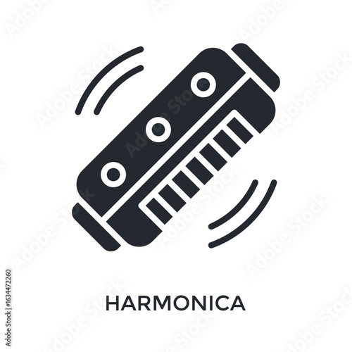 Harmonica Icon Glyph Style. Vector Illustration For Graphic Design