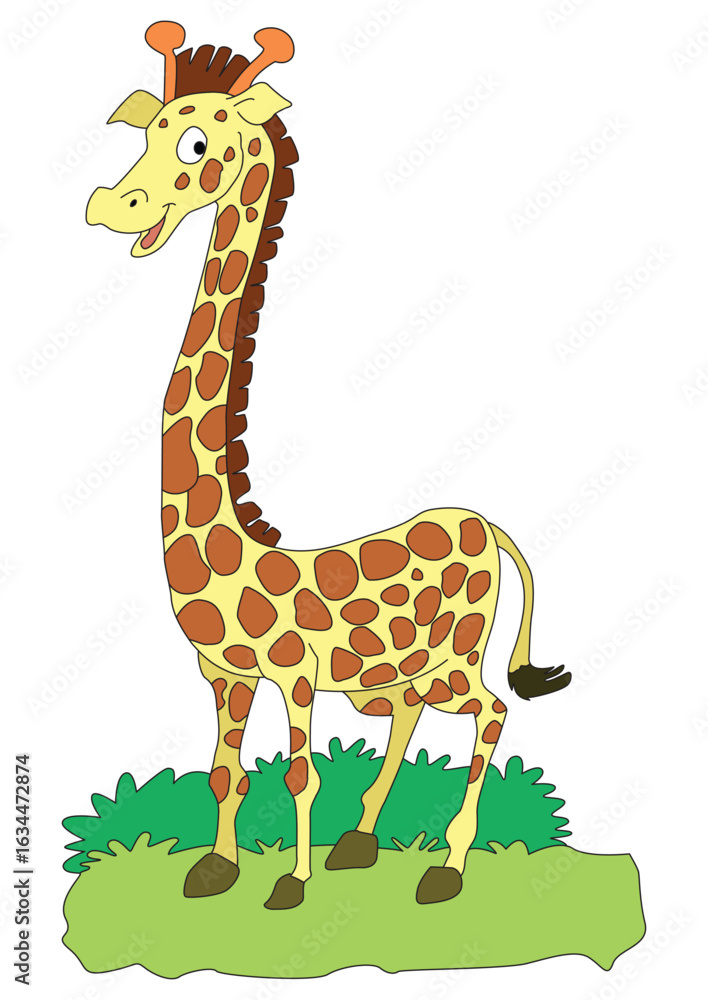 Fototapeta premium A giraffe looking up smiling