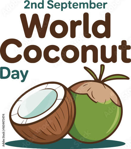 World Coconut Day Celebration With Coconuts Illustration tropical fruit