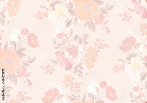 Wallpaper Mural Soft pastel floral pattern with delicate blooms and leaves in vintage style, perfect for fabric, wallpaper, and decorative design isolated on transparent background Torontodigital.ca