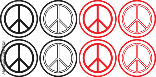 Peace icon set. Peace icon. Peace symbol. World peace sign. Vector illustration.