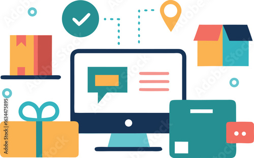 E Commerce Marketing With Online Shopping Icons