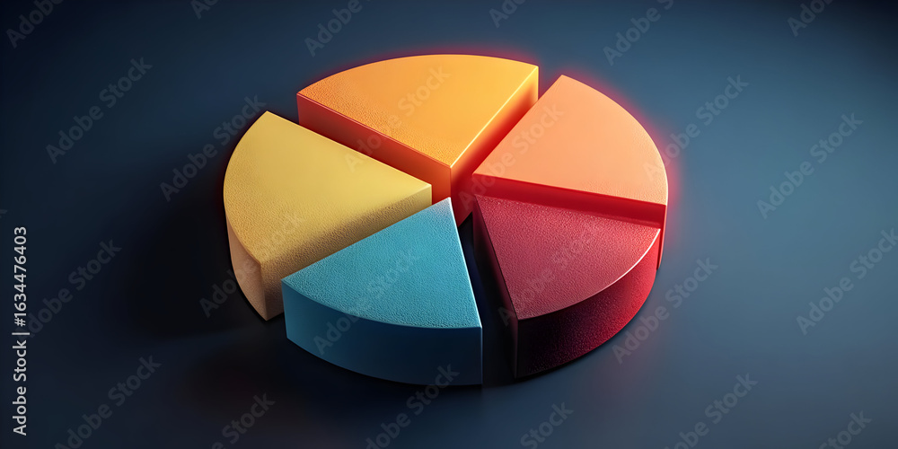 Fototapeta premium A colorful pie chart design representing data visualization and analysis for business presentations and reports.
