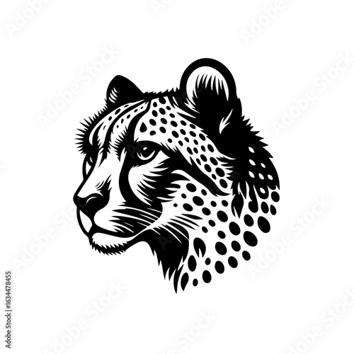 Black and White Cheetah Head.
