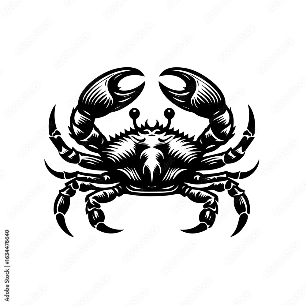 Fototapeta premium Black and White Crab Illustration.