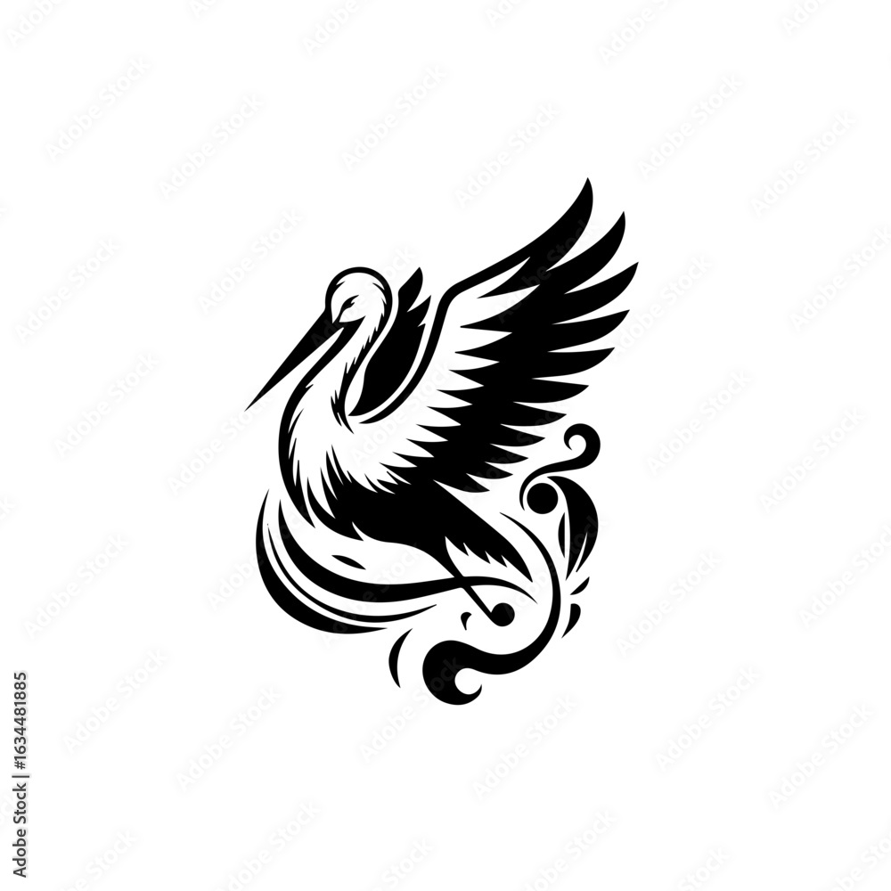 Fototapeta premium Elegant Black and White Bird Logo.