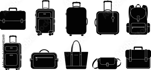 Luggage bag types travel bags set vector suitcase collection
