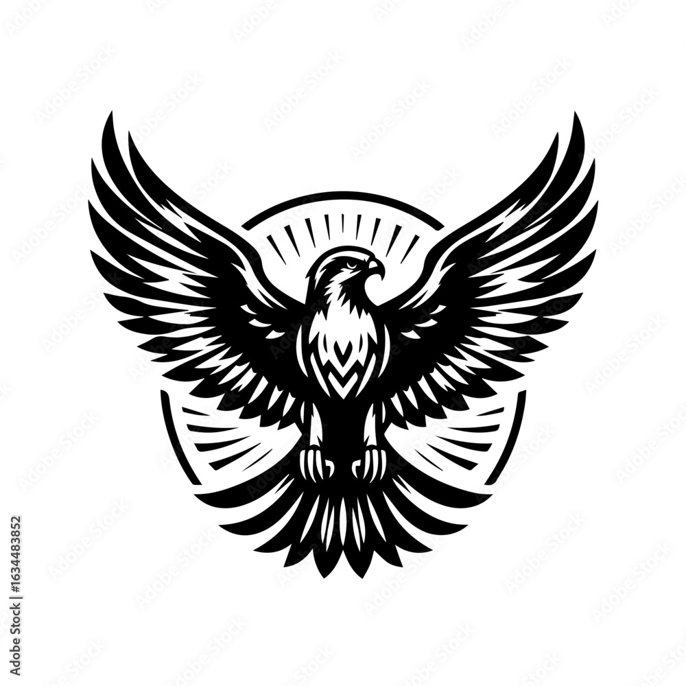 Obraz premium Powerful Eagle Logo Design with Outstretched Wings.