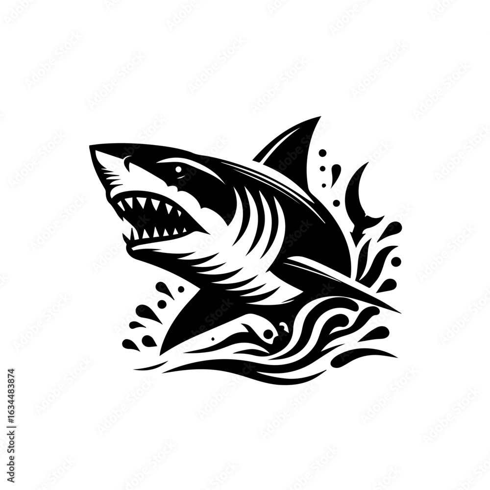 Naklejka premium Powerful Great White Shark Vector Illustration.