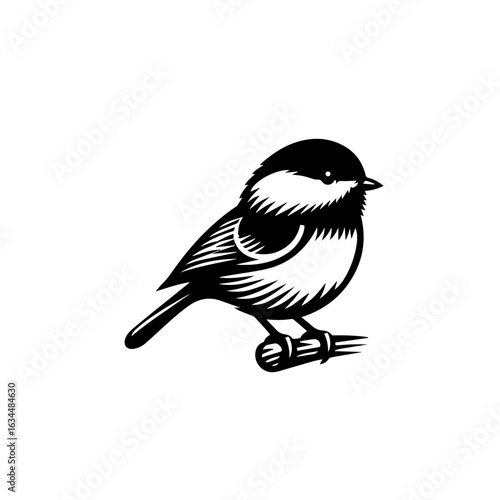 Stylized Black and White Bird Illustration 1.