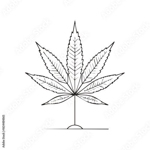 Cannabis Plant Line Art Illustration Medicinal Herb Outline Graphics