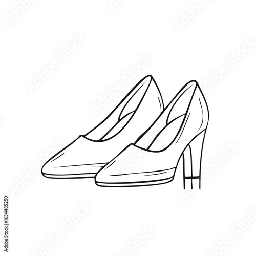Elegant pair of high heel shoes outline style illustration for fashion or beauty concepts.