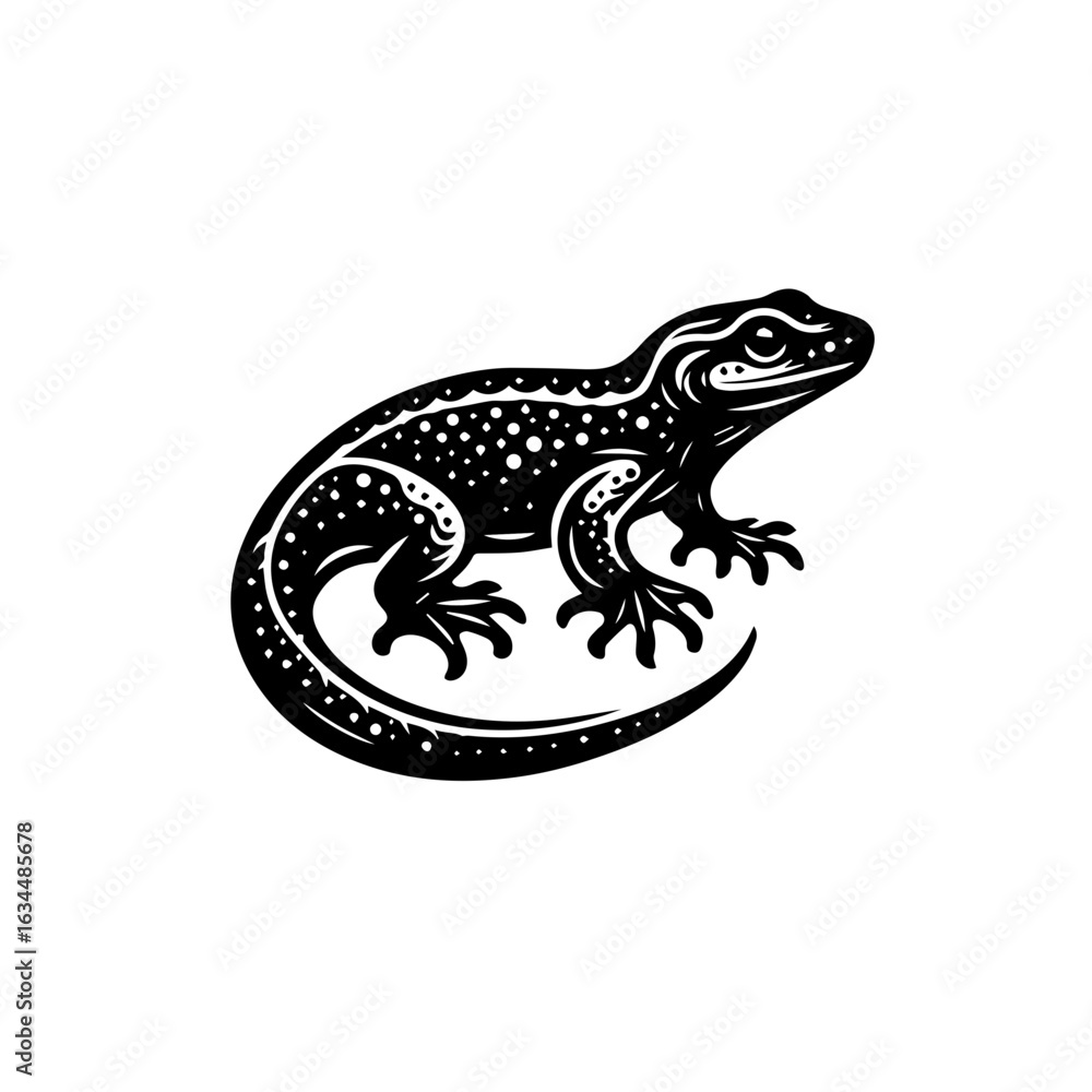 Fototapeta premium Stylized Black and White Lizard Illustration.