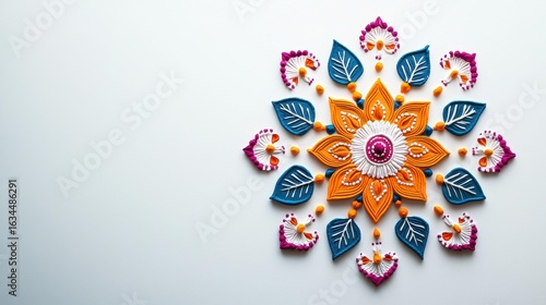 Indian Rangoli Design on White Background