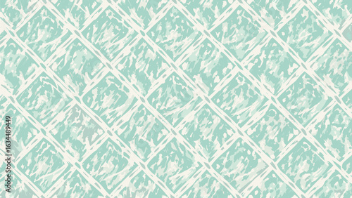 Abstract light green and white diagonal grid pattern with textured infill creating a seamless design look