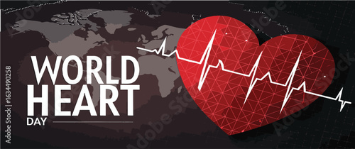 Heartbeat forming a heart on a medical monitor with love and care symbols
