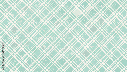 Light turquoise background with white diagonal grid pattern and subtle texture creating a plaid design look