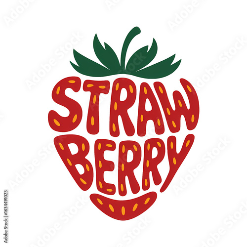 Colorful strawberry letters spelling out the word strawberry in a playful and whimsical design