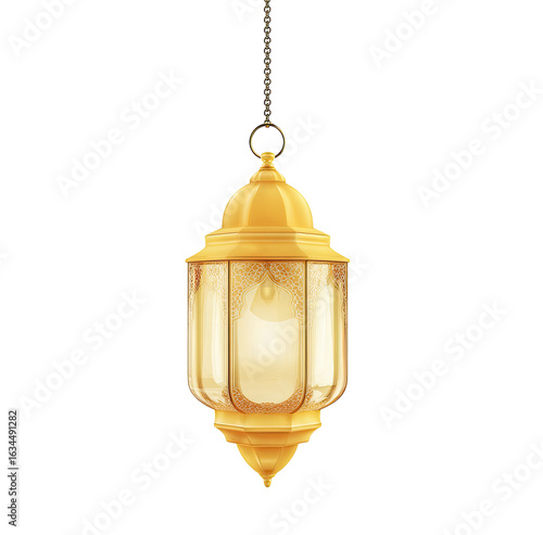 Golden lantern hanging from a chain