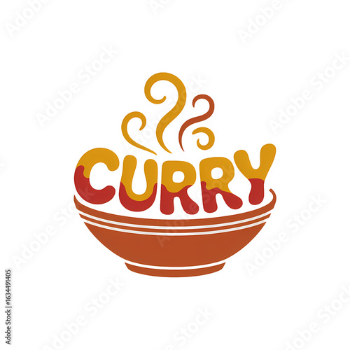 Colorful word art features the text curry, showcasing vibrant colors and playful design in a fun, food-themed style