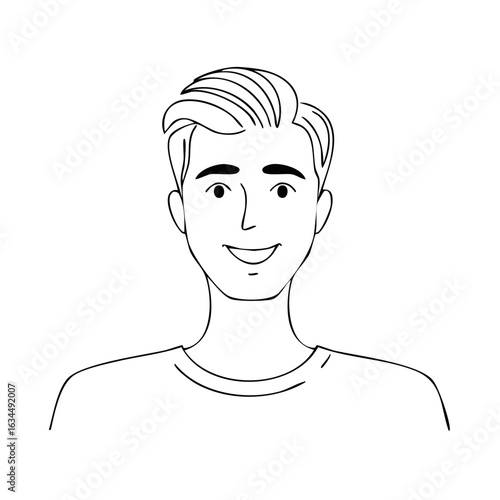 Wallpaper Mural Smiling Man Portrait Outline Illustration Simple Line Art Style Cheerful Expression Hand Drawn Aesthetic Minimalist Graphic Design Torontodigital.ca
