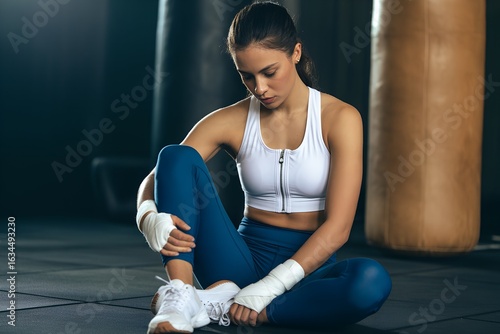 Fit Woman Resting After Boxing Workout: Fitness Motivation & Strength