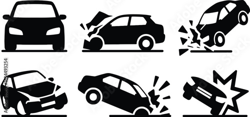 car crash scenarios isolated vector