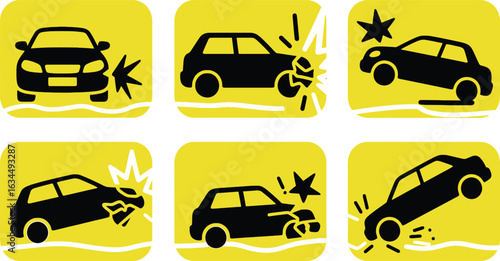 car crash scenarios isolated vector