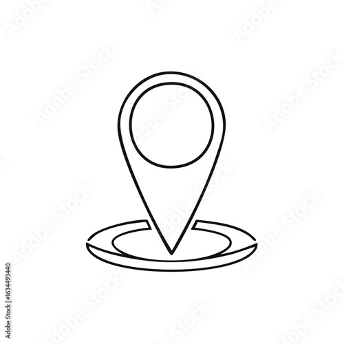 GPS pin with location point as a destination mark, line illustration for digital maps or navigation icons